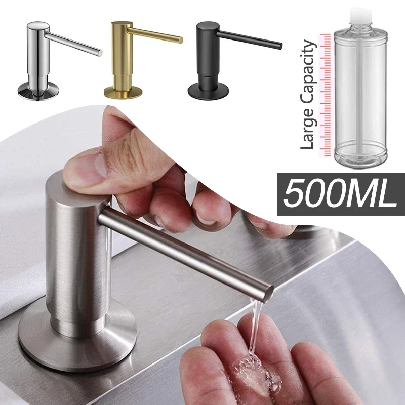 

Kitchen Kitchen Built-in Pressure Liquid Hand Pump Soap Soap Sink Counter Brass Liqu Black Dispenser Brushed Nickel 500ml Bottle