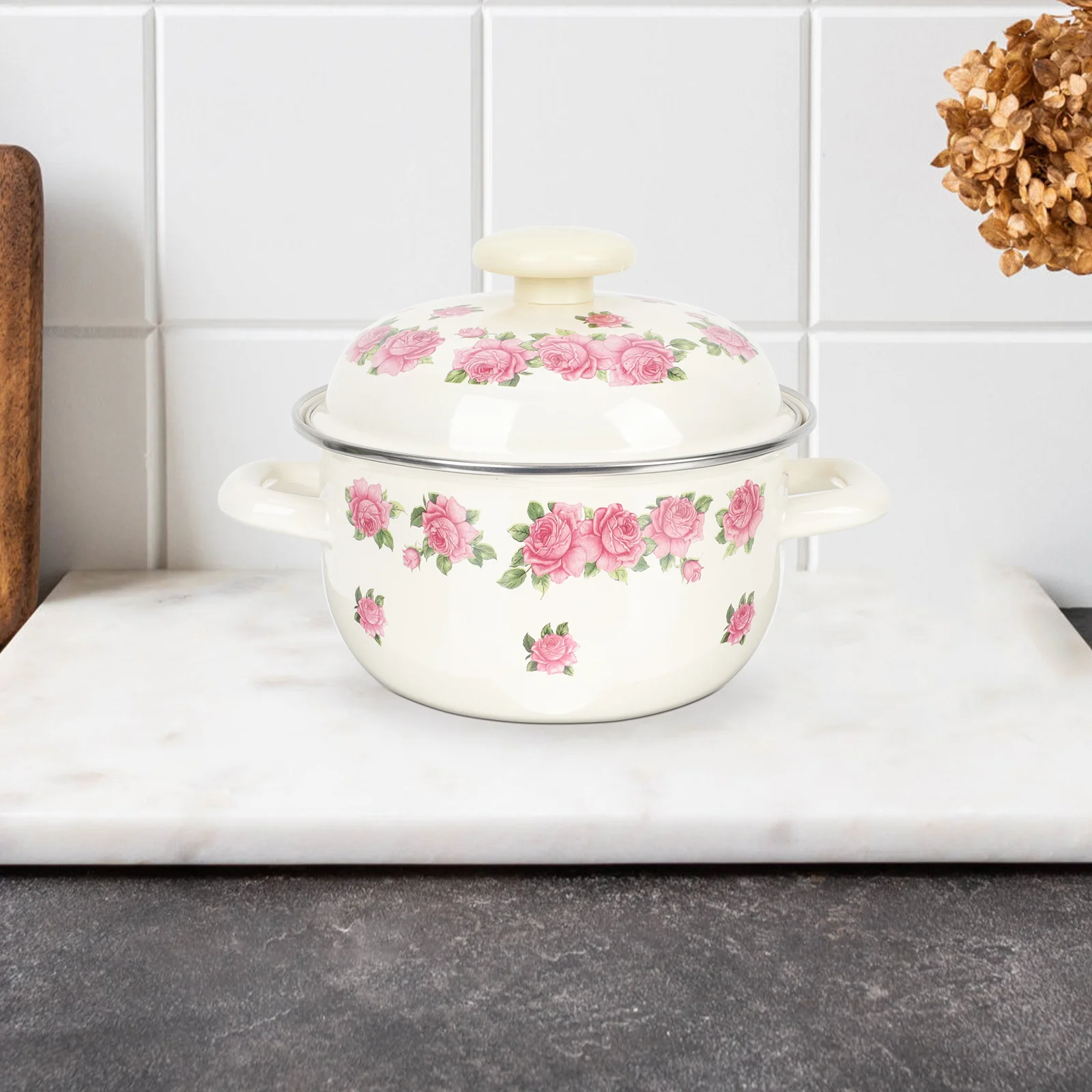 

16cm Multi-use Creative Enamel Cookware Deep Pot Stockpot With Lid Soup Pot Small Pots For Cooking Stock Pot With Lid for Home