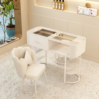 Organizzatore Tavolo per unghie bianco Forniture per attrezzature Tavolo per unghie per reception di lusso Mobili per salone nordici moderni Mesa Manicurista