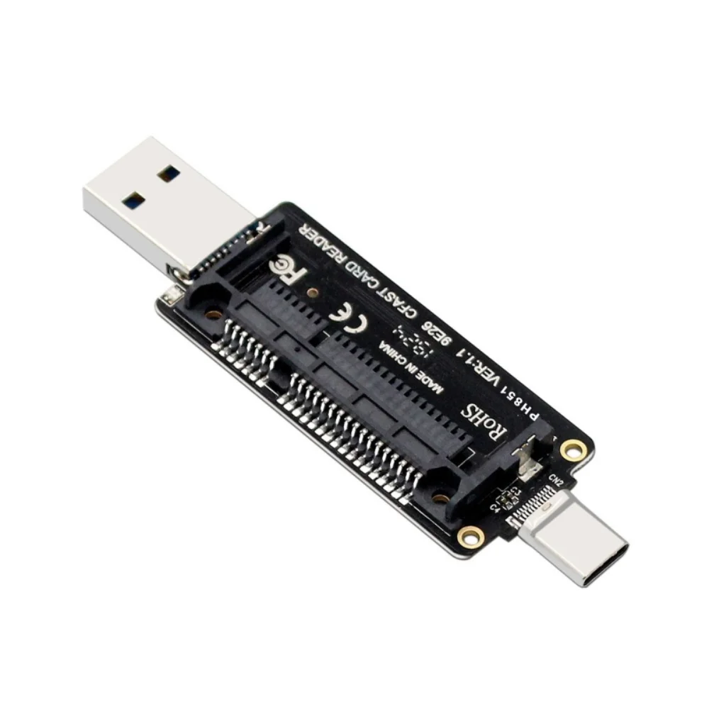 

CFE высокоскоростной Cfast кардридер с двойным интерфейсом USB3.1 Type-A и Type-C для быстрой передачи данных для ПК и телефона