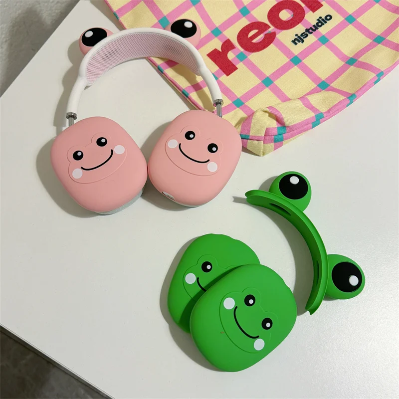 Custodia Per Auricolari Kawaii Cartoon Frog Per Apple Airpods Max Cover Cute Headband Ear Cup Custodie Protettive In Silicone Per Airpod Max