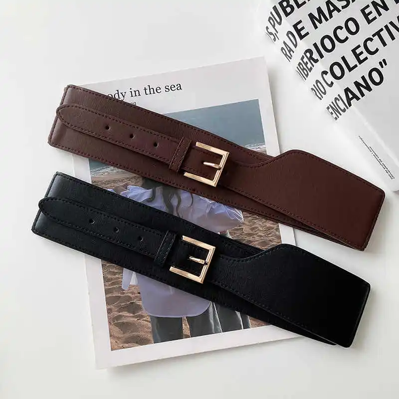 1pcs Belt Women Ins Wind Versatile Korean Version Black Dress Wide Waist Cincher Women Summer Outerwear Fashion Suit Decorative womens dress belt