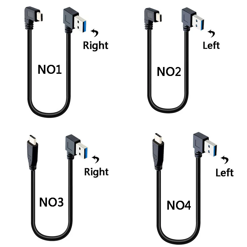 High-Speed USB 3.0 Type A to C Angled Extension Cable
