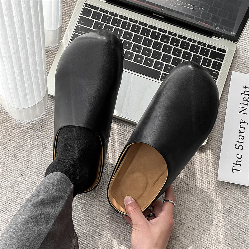 Classic Comfy Soft Sole Muller Shoes Leisure Walk Slippers Men Non-slip Summer Flats Stylish Sandals Male Half Drag Beach Shoes
