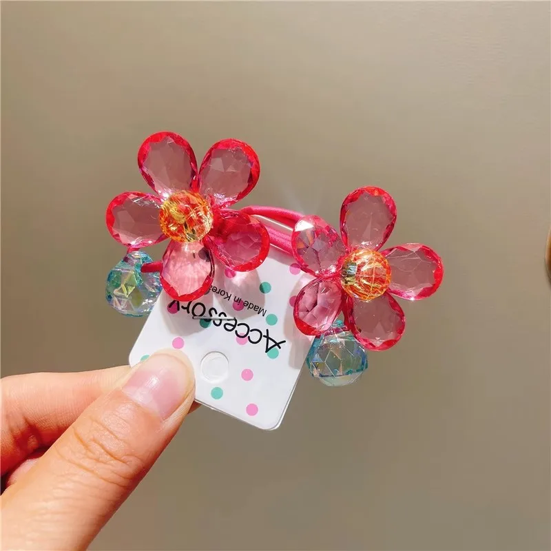 2 teile/satz niedliche Kristall blume elastische Haar bänder für Kinder Mädchen haargummi Blumen gummibänder Baby Kopfschmuck Pferdes chwanz Haars eil haarschmuck mädchen – Detail 4