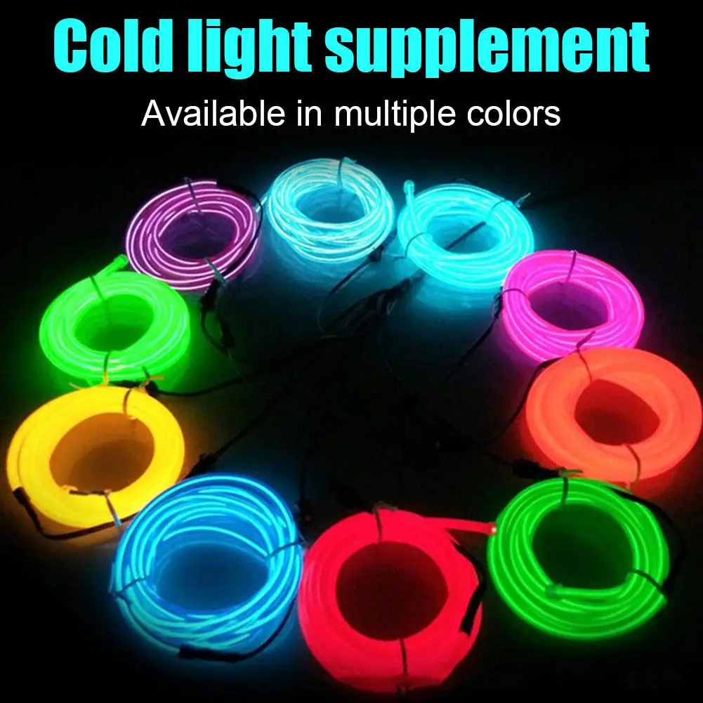 

2 м атмосферное освещение для автомобиля, неоновая лампа, веревочная полоса, декоративная проводка для автомобиля, для самостоятельной сборки автомобиля, холодная подсветка, модель M2H6