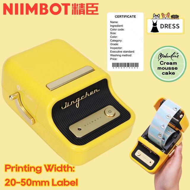 Yellow B21 Label Thermal Sticker Printer Portable Coffee Label Maker Machine with Official Paper Rolls _ - AliExpress Mobile