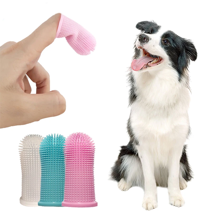 Pet Dog Soft Silicone Finger Toothbrush Pet Teeth Oral Cleaning Brush Pet Bad Breath Tartar Teeth Care Tool Dog Accessories