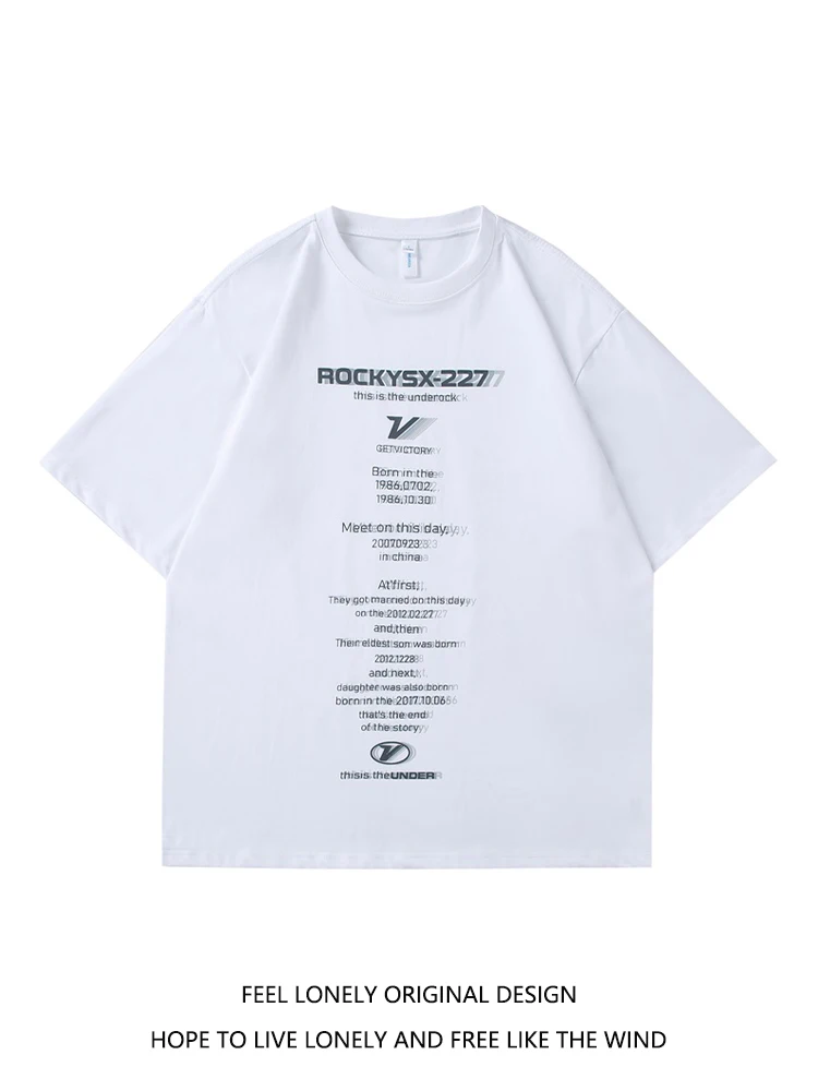 

Trendy brand letter print summer new loose design sense short sleeve T-shirt casual couple top