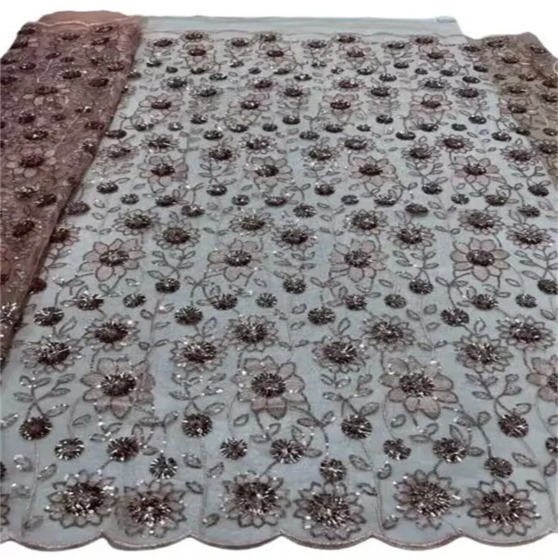 

Green African Sequins Lace Fabric 2023 Pink High Quality Lace French Sewing Nigerian Lace Fabrics For Party Dress