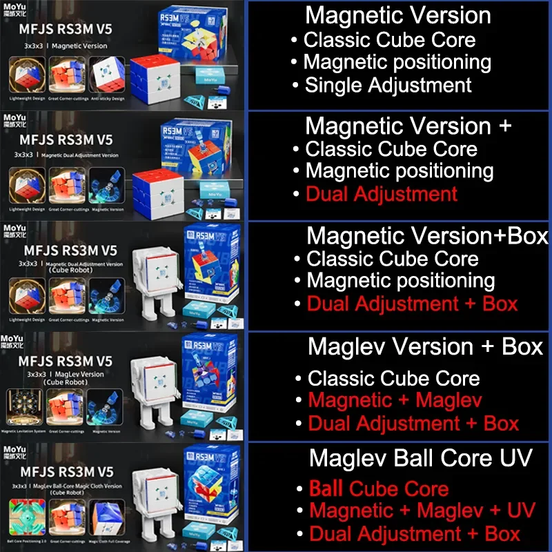 MoYu RS3M V5 3X3 Magnetic Speed Cube Stickerless Professional Fidget Toys
