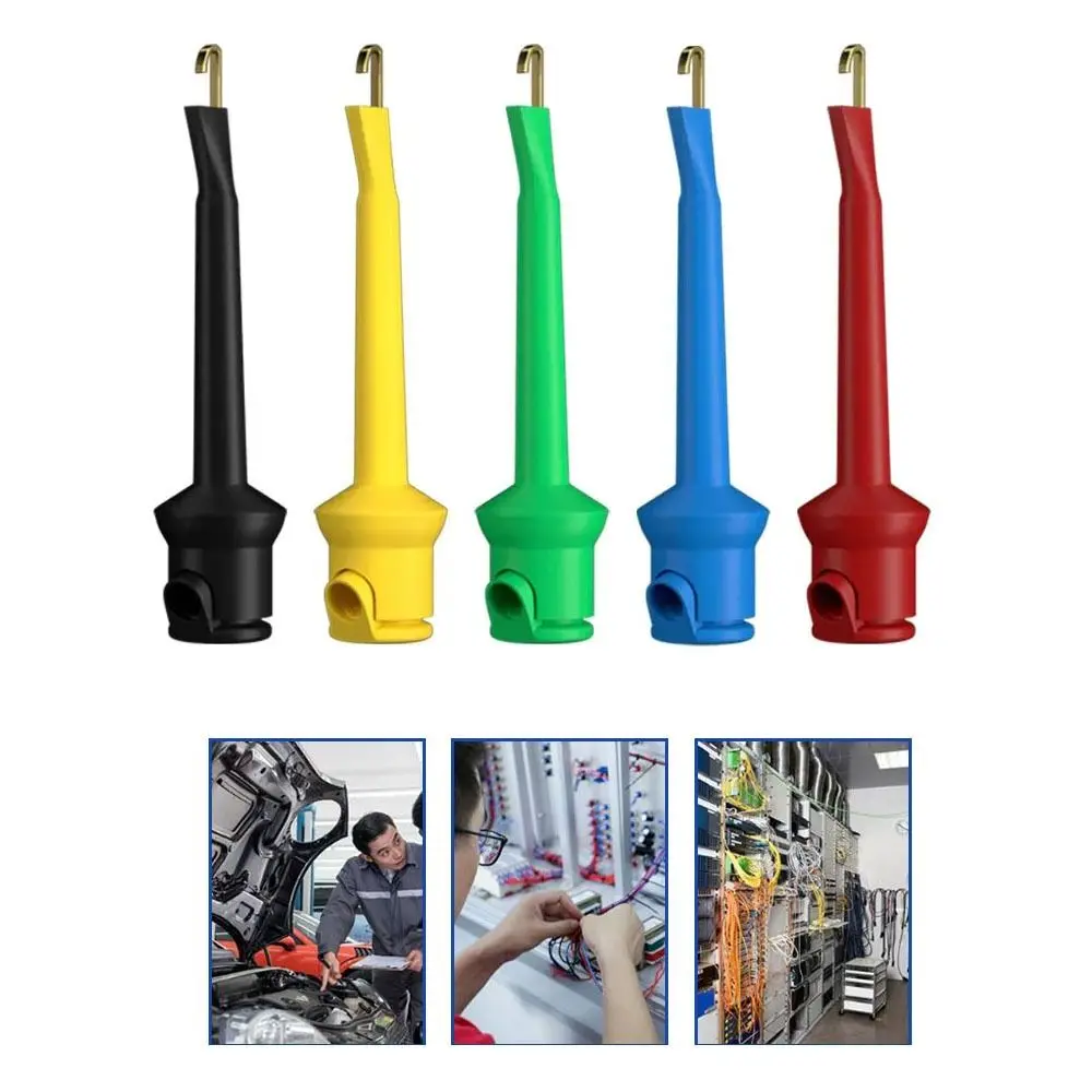 Soldered Nylon Copper Gilded Test Hook Clips Copper Test Clamp Mini Grabber for Multimeter Lead DIY Tools Accessories