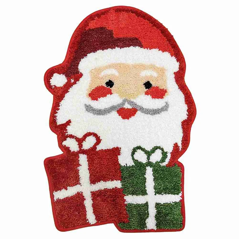 M11K-Christmas Bathroom Rug,Christmas Santa Claus Bath Rug Non-Slip Back Water Absorbent,Microfiber Bathroom Rug,16X24 Inches