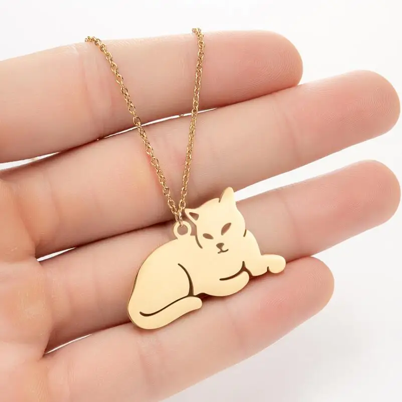 Shuangshuo Edelstahl Halskette Halsband Reto Tier Fuchs Anhänger Halskette für Frauen Einfacher Modeschmuck Geburtstagsgeschenk