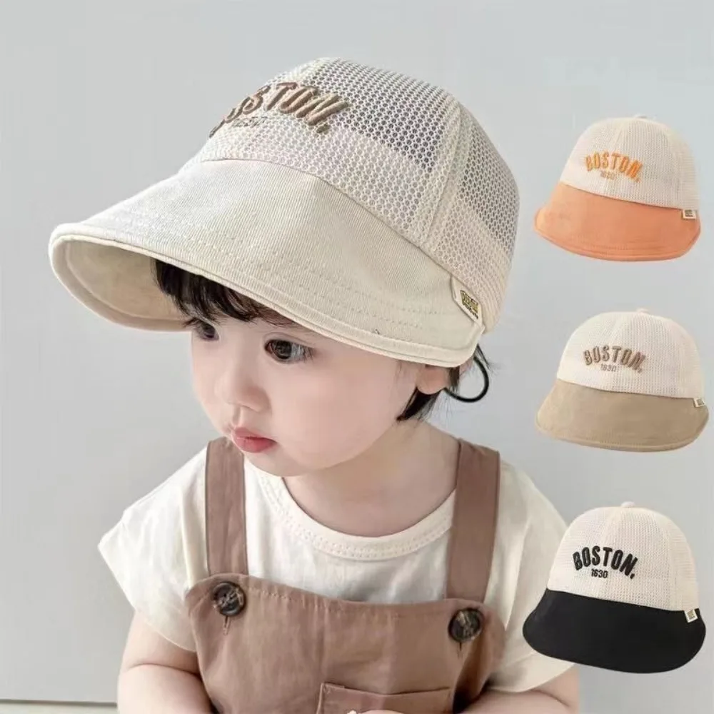 Cute Letter Baby Baseball Cap Hollow Mesh Children Sun Hat Quick-dry Sunscreen Outdoor Peaked Hat 1-6 Years