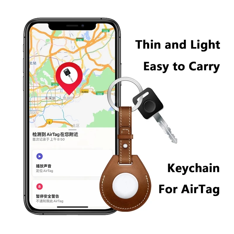Shockproof Protective Case Leather Hangable Anti-lost Device Key Ring Luggage Tag Bag Charm Loop For Apple AirTag silicone airtag case,smart tag case,airtag case,airtag keychain