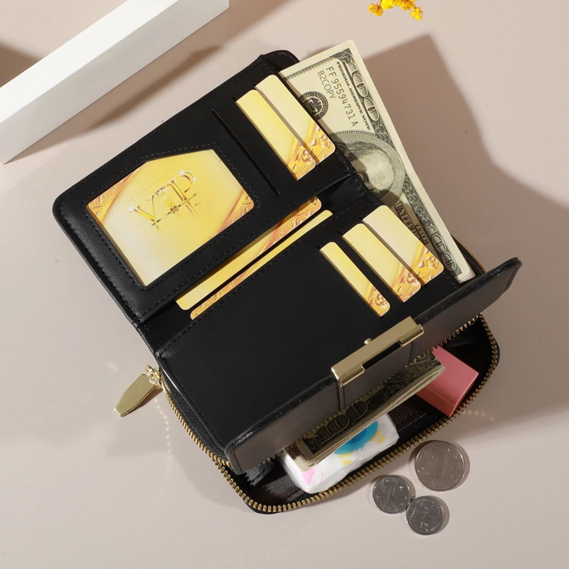 2024 New Women's Wallet Women's Short Korean Edition Long Multi Card Fashionable Versatile Change Bag Handheld Wallet Card Bag 2