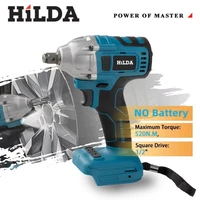 HILDA 21V Blue Brushless Electric Impact Wrench Rechargeable 1/2 Socket Wrench Cordless Without Battery 1