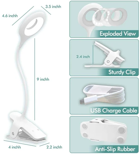 28 LED 고품질 책 라이트 USB 충전식 눈 보호 독서 램프 휴대용 책상 램프 독서 빛 클립 테이블 책상 램프 5