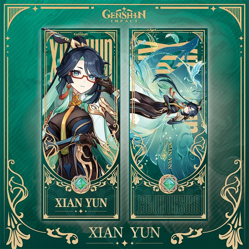 Genshin Impact Collection Cards Games Bookmark Furina Chiori Neuvilette Arlecchi Laser Double-sided Ticket Anime Tarot Card Gift