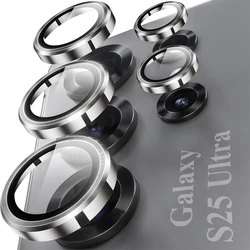 Premium Aluminum Alloy Camera Lens Protector with Tempered Glass Shield - Samsung S25U (Titanium Gray - 02)