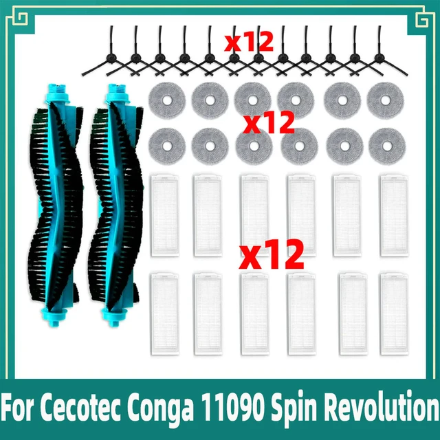 Compatible For Cecotec Conga 11090 Spin Revolution Main Side Brush Hepa  Filter Mop Cloth Accessories Spare Parts Replacement Kit - AliExpress