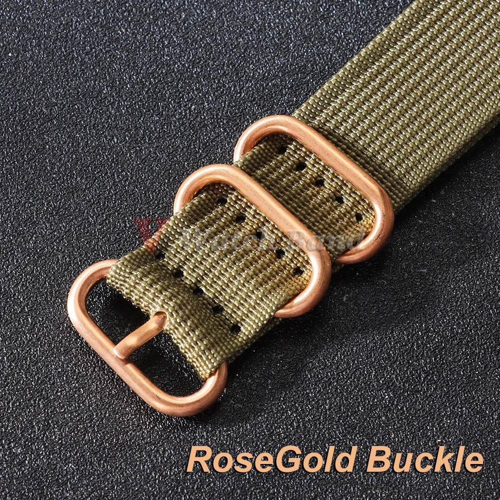 Elegant Rose Gold Buckle Fabric Watchband – Woven Nylon Strap