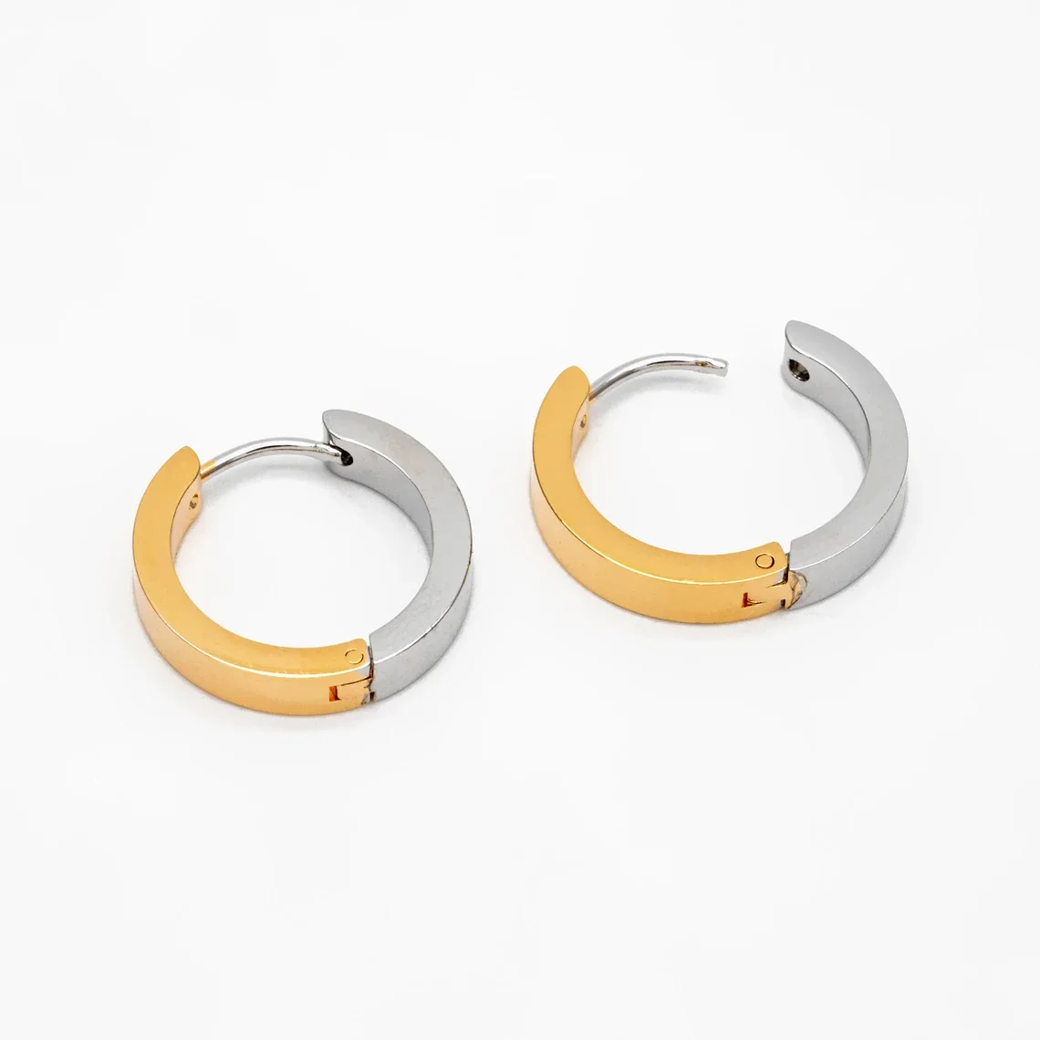 

Gold and Silver Two Tone Chunky Hoop Earrings, Oval/ Rectangle/ Round, Stainless Steel Hoop Earrings, Minimalist Earrings