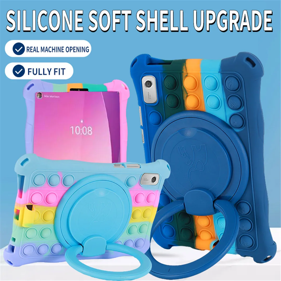 Kids-Friendly Soft Bubble Silicone Tablet Case with Stand & Shoulder Strap
