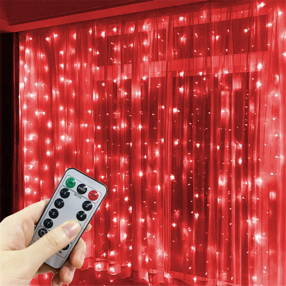 thumbnail image 1 of New Year 2025 Gift 8 Mode Christmas Decoration for Home LED USB Curtain Light String Garland Wedding Party Garden Holiday Light, 1 of 5