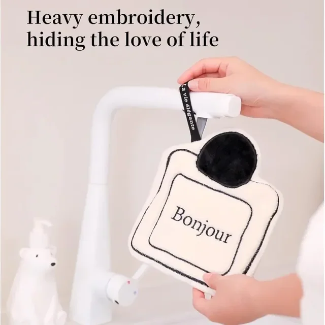Hand Towel French Minimalist Speed Dry Face Towel Hangable Double-layer Thickened Absorbent Hand Cloth for Bathroom Kitchen 2
