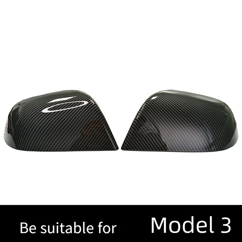 Car Rear Mirror Cover Cap Carbon Fiber Pattern For Tesla Model 3 -/Model Y Exterior Side Mirror Cover