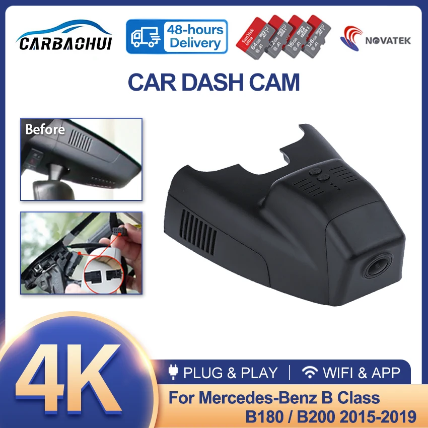 Plug And Play Car Dvr 4K Hd 2160P Videoregistratore Dash Cam Camera Per Mercedes Benz Classe B B200 B180 2015-2019 Wireless Dashcam