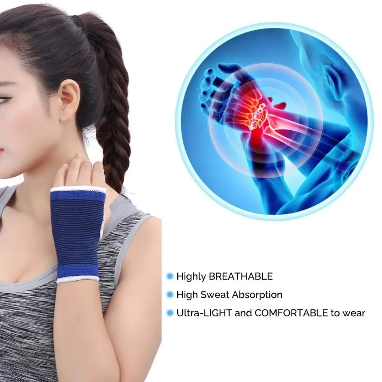 2PCS Unisex Wrist Support Hand Brace Gym Wrist Palm Protector Carpal Tunnel Tendonitis Pain Relief Sports Safety Muscle Protect