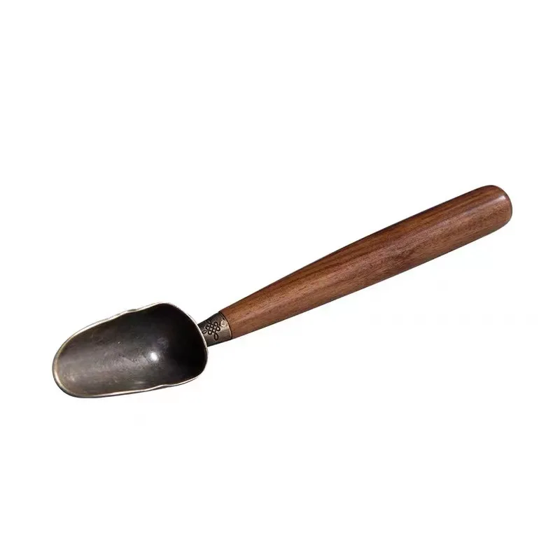 Tea Spoon Ebony Teaspoon Solid Wood Retro Creative Tea Shovel KongFu Ceremony Accessories Gift 1pcs tea spoons