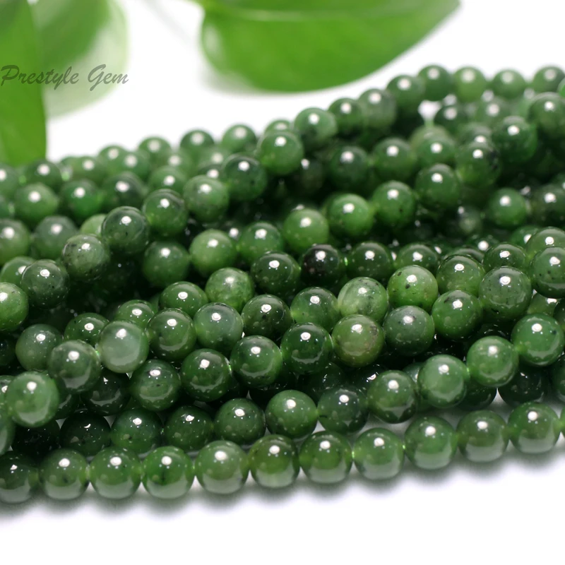 Meihan Wholesale Natural A+ Russian Jade smooth round beads stone for jewelry making design & DIY 2
