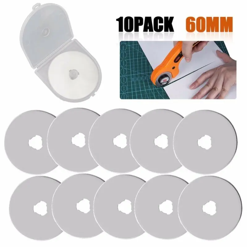 10pcs 28/45/60mm 로터리 커터 블레이드 원형 절단 패치 워크 패브릭 가죽 리필 블레이드 교체 바느질 퀼트 도구