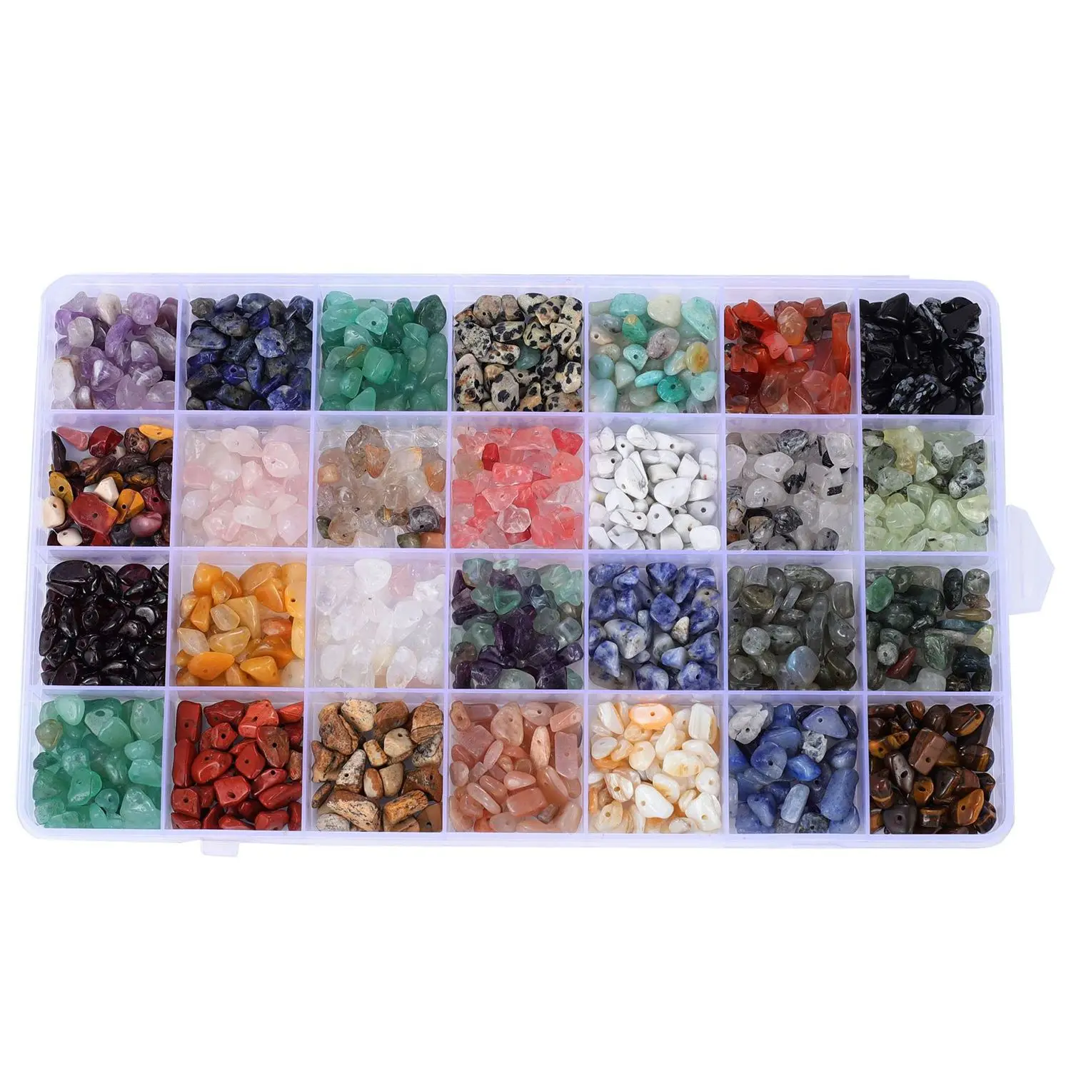 

Crystal Beads Bulk for Jewelry Making, 28 Colors Natural Gemstone Chips Kit Irregular Stones for Bracelet,