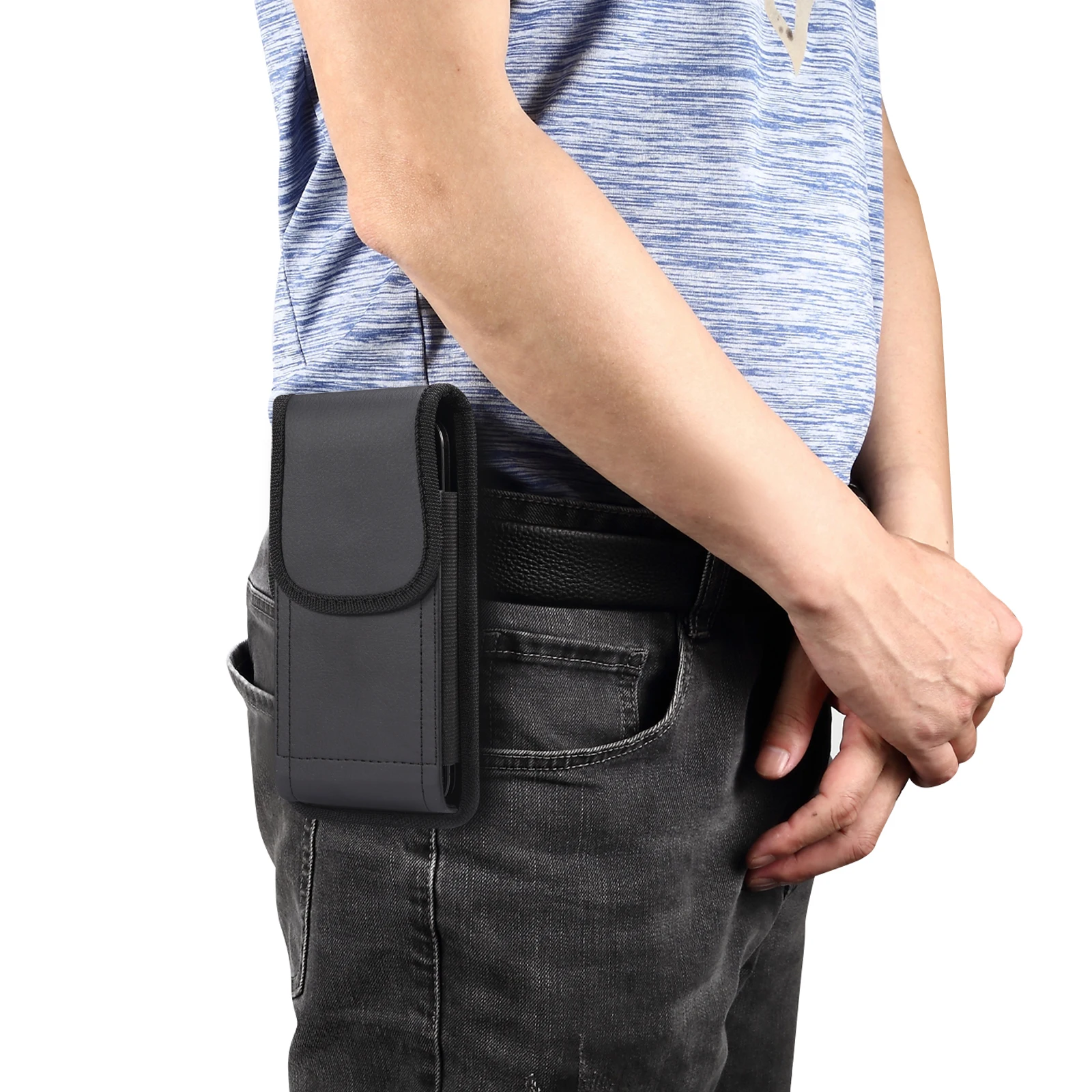 Nylon Leather Phone Belt Clip Case: Men's Waist Bag Holster Pouch