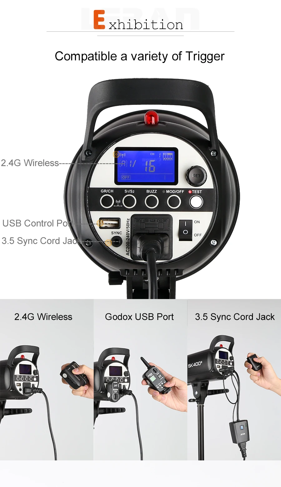 Godox SK400II 400Ws SK300II 300Ws Studio Flash Professional Flash Strobe Built-i