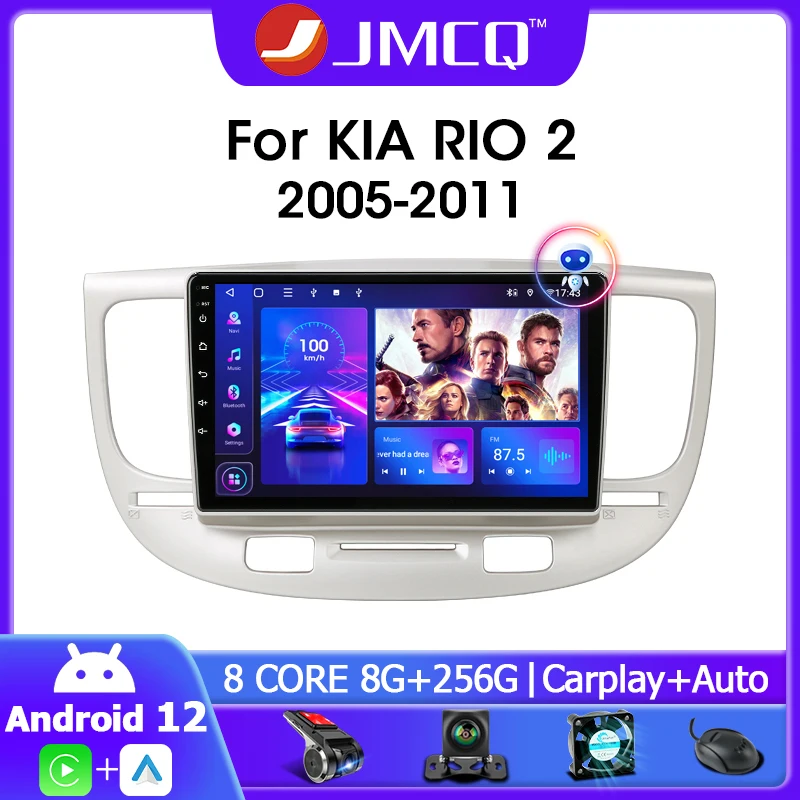

JMCQ 9" 2din Android 12 Car Radio For KIA RIO 2 RIO2 2005-2011 Multimedia Video Player Navigation GPS 4G Carplay Auto Head Unit