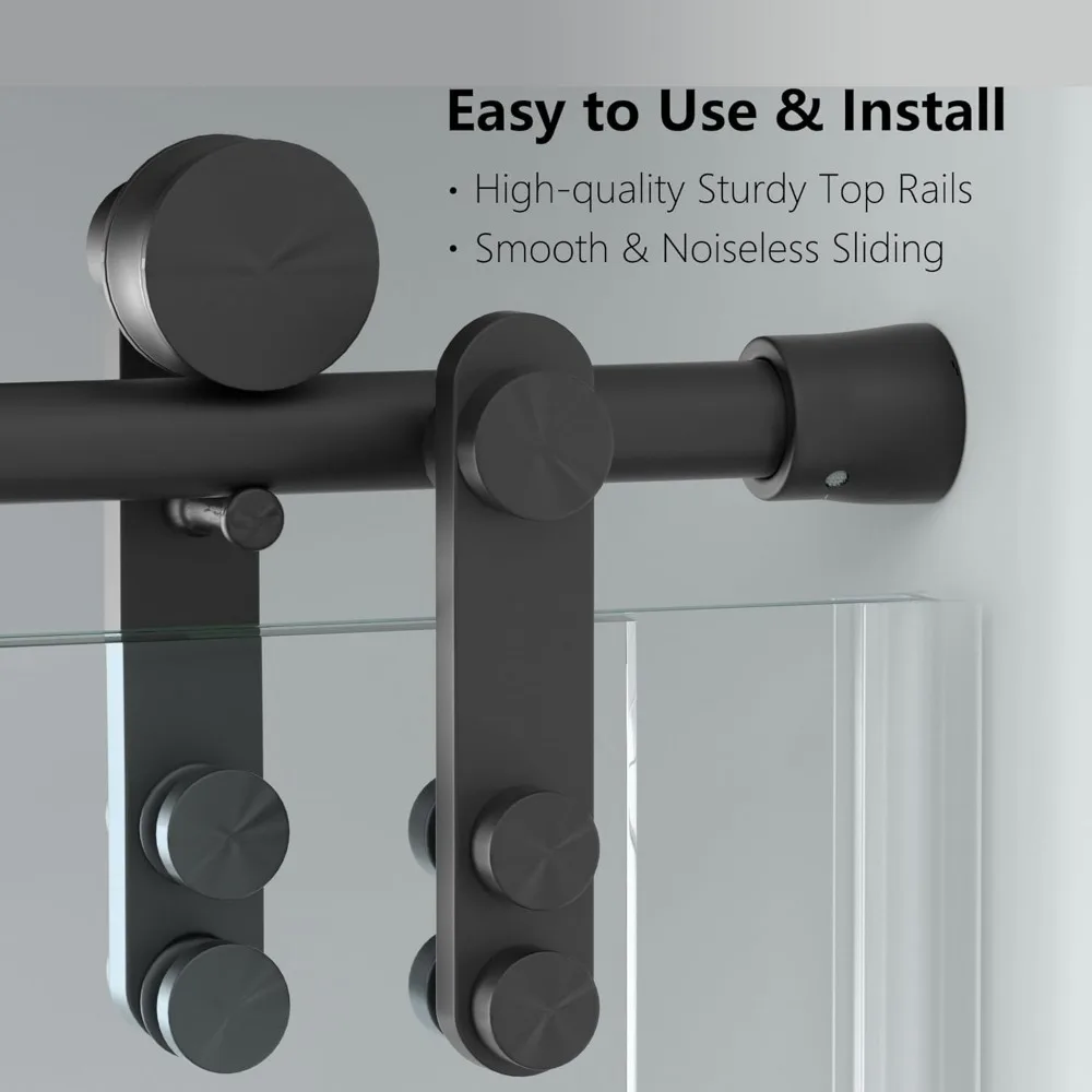 56-60" W x 76" H Frameless Shower Door, with 5/16"(8mm) Clear Tempered Glass & Seal Strip,w/Handle and Stainless Steel Hardware 4
