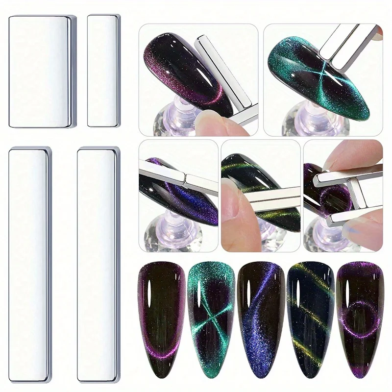 4Pcs Multifunction Magnet Manicure Cat-eye Strip Magnet French Cat&lsquo;s Eye Magnetic Iron Set Nail Magnetic Stick UV Gel Tools,cat eye nail tool,magnetic nail art tools,magnetic nail pen,magnetic nail tools,nail care tools