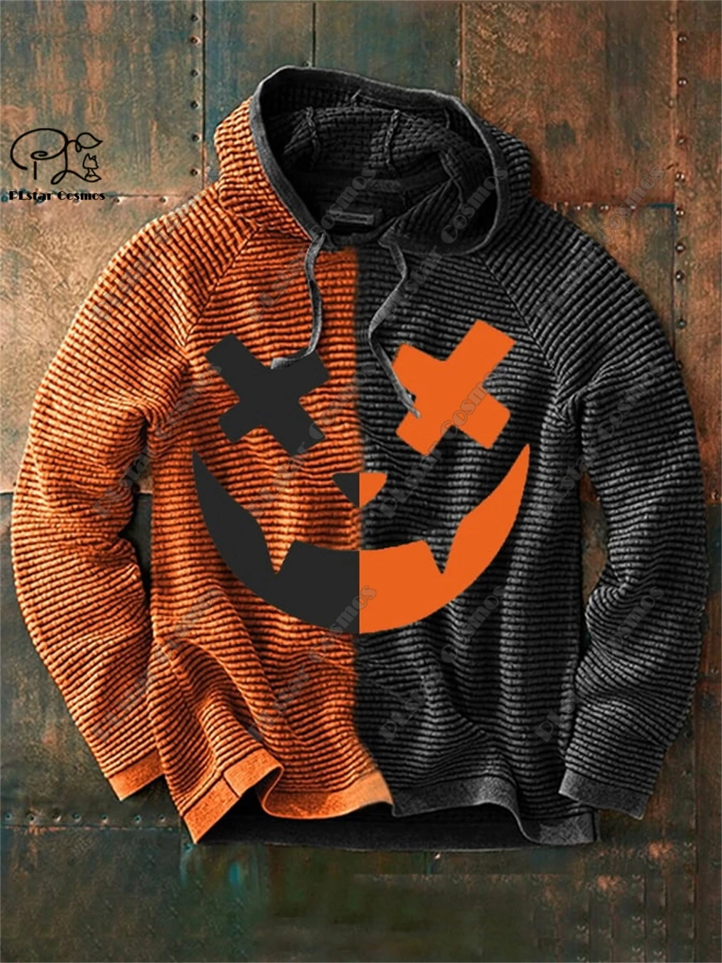 

3D Printed Half & Half Pumpkin Halloween Pattern Casual Sweater Raglan Sleeve Hoodie Women Men Universal Fashion Fun Hoodie