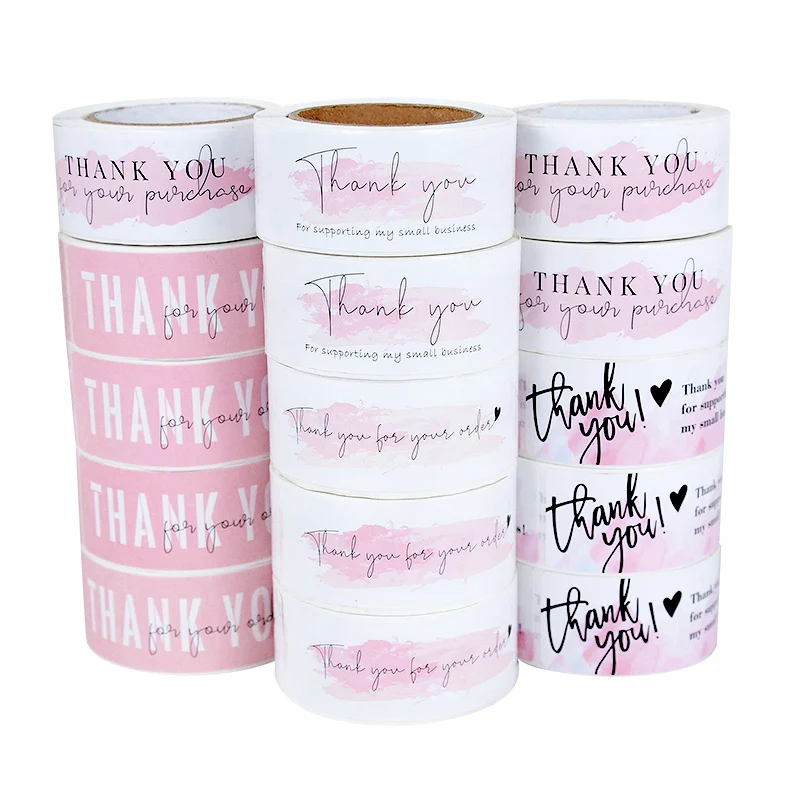 

120pcs Handmade Thank You Order Stickers Roll Gift Labels Sealing Sticker For Small Business Packaging Baking Bag Decorations