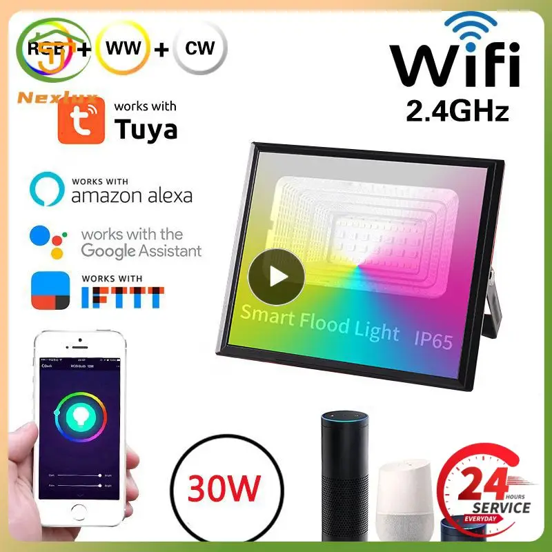 

Умный прожектор Ip65, умное приложение, Rgb, водонепроницаемый светодиодный светильник для работы, Alexa Tuya, быстрое освещение для сада, сцены, Tuya, Wi-Fi 2023, 30 Вт