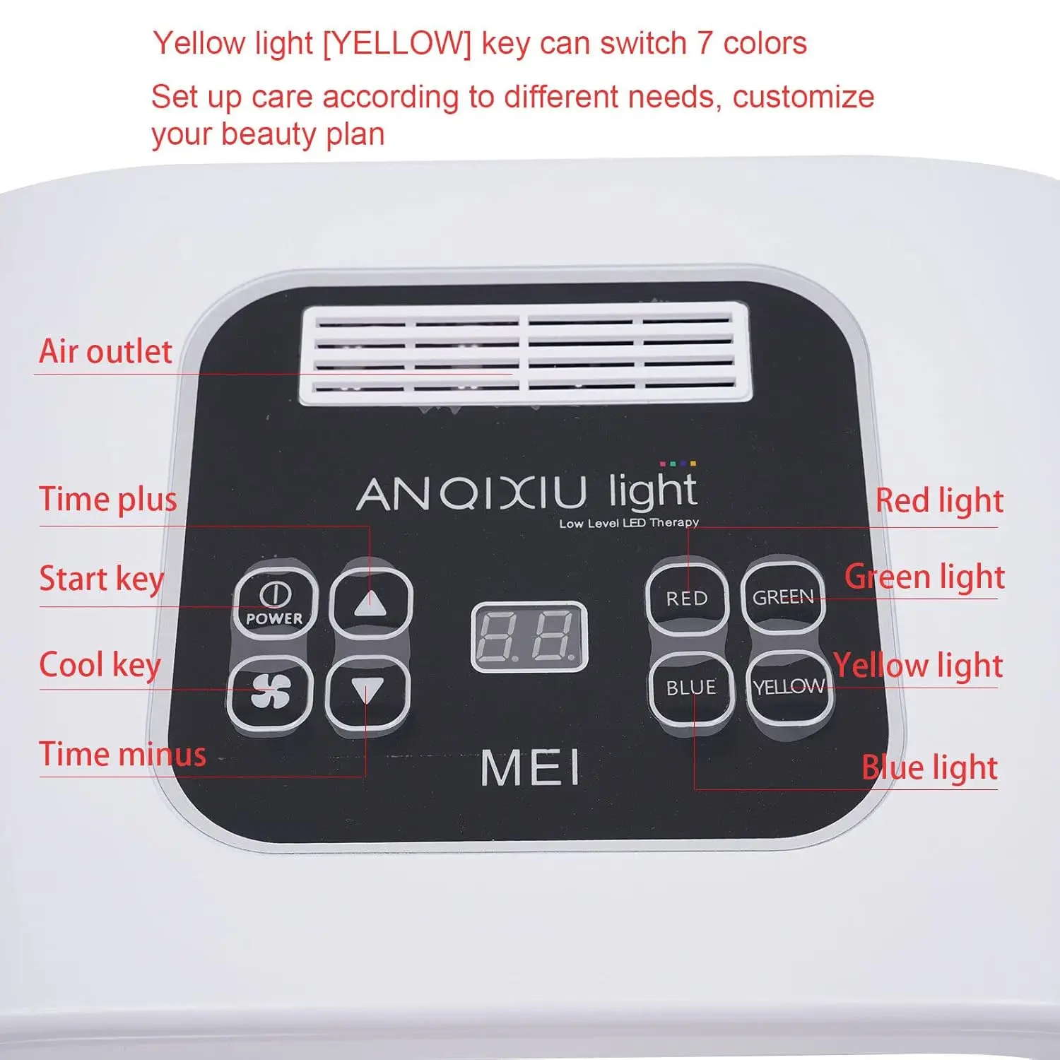 LED Face Mask PDT Photon Therapy Skin Care Lamp - 7 Colours, 32 W Power, Anti-Ageing, Skin Rejuvenation