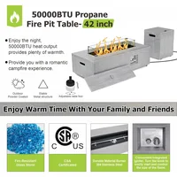 Outdoor Fire Pit Table Propane Gas Fire pits &Outdoor Fireplaces 42″ Rectangular Firepit Table, 50,000 BTU Fire Table 2