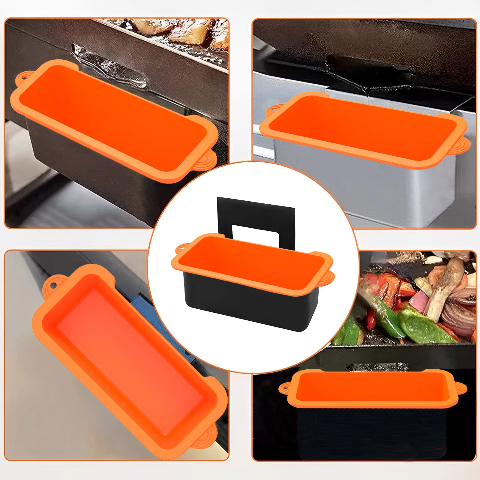 2/1pc Grill Mat BBQ Non-stick Side Shelf Mat Silicone Grease Tray Oil Box Heat Resistant Grill for Outdoor BBQ Griddle Acce