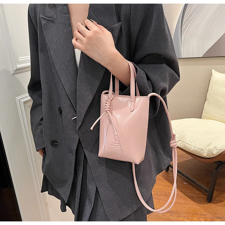 Mini PU Leather Crossbody Bag - Womens Korean Fashion Shoulder Handbag